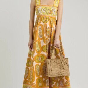 Alemais Diana Printed Cotton Midi Dress Multicoloured